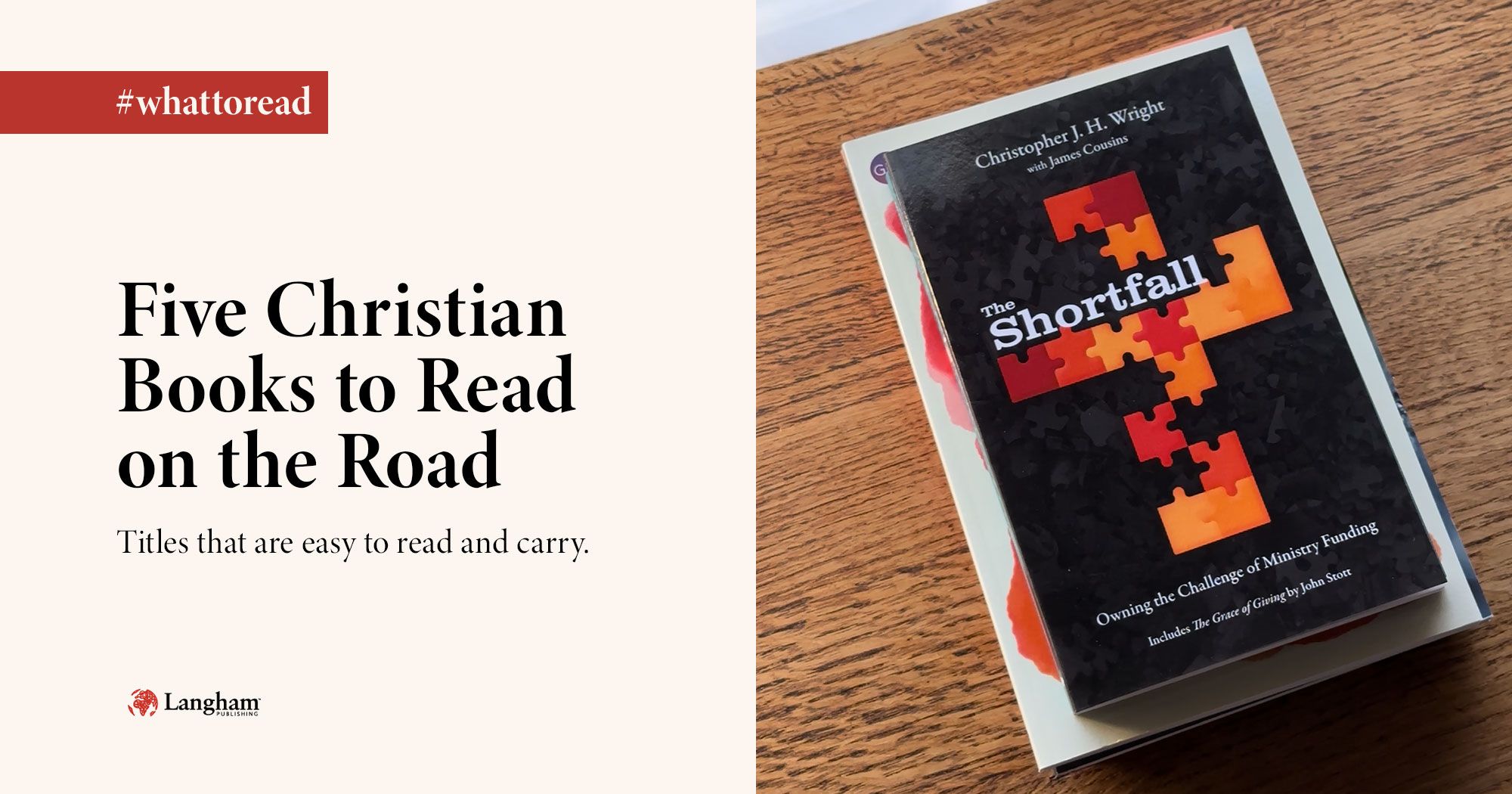 The cover says: Five Christian Books to Read on the Road: Titles that are easy to read and carry.